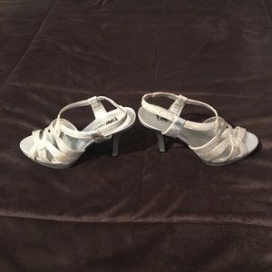 Silver strappy heels